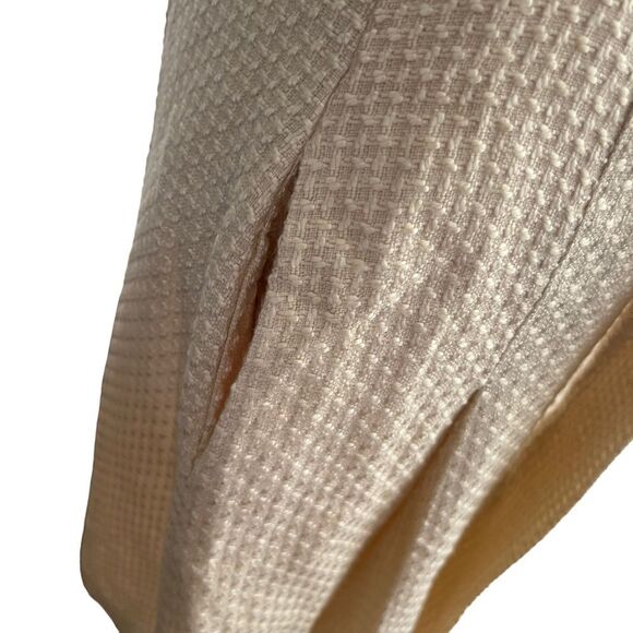 Elizabeth McKay New York Wool Fit & Flare Midi Dress Cream Textured Belted Size - Picture 4 of 11